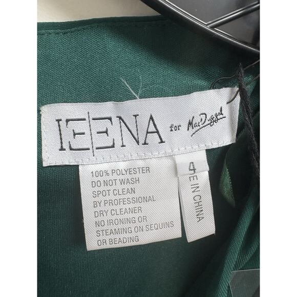 Ieena for Mac Duggal Women’s Green Long Sleeve Draped Ruched Gown Size 4 READ - Picture 3 of 6